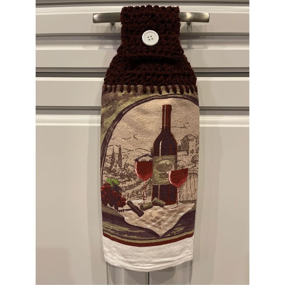 Crochet Top Kitchen Towel-Wine Country